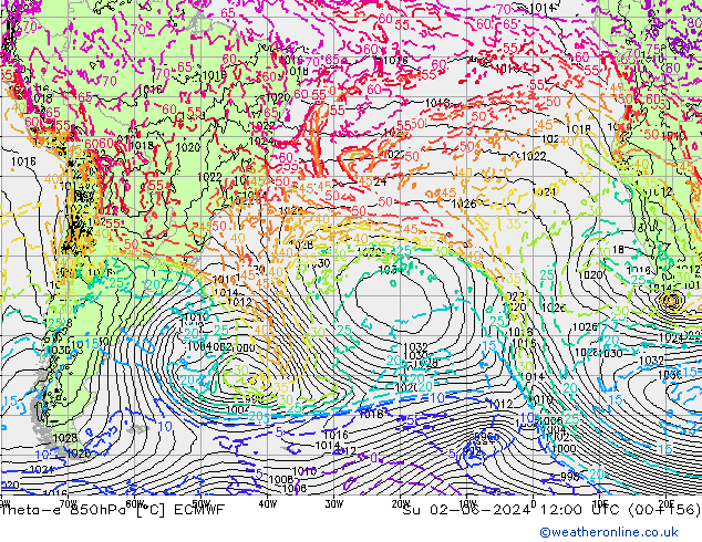 Theta-e 850hPa ECMWF nie. 02.06.2024 12 UTC