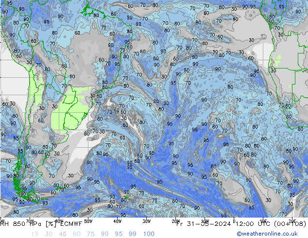 RH 850 hPa ECMWF Fr 31.05.2024 12 UTC