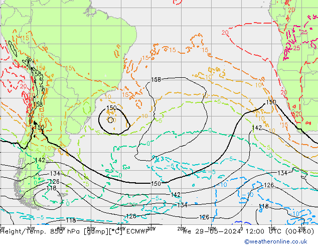 Z500/Rain (+SLP)/Z850 ECMWF St 29.05.2024 12 UTC