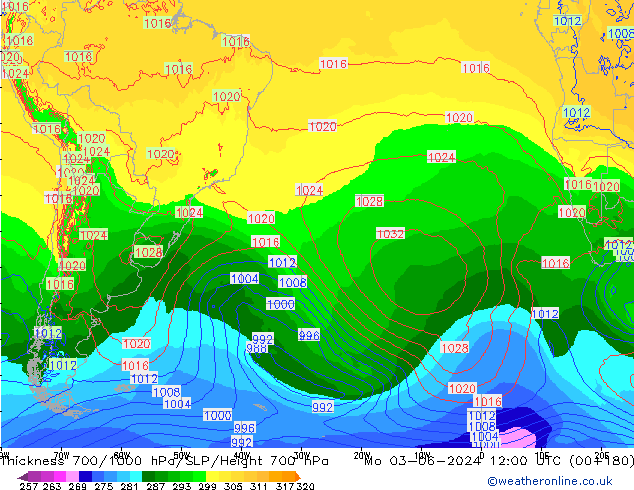 Thck 700-1000 hPa ECMWF Mo 03.06.2024 12 UTC