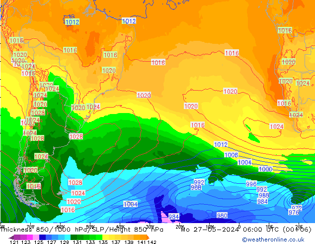 850-1000 hPa Kalınlığı ECMWF Pzt 27.05.2024 06 UTC