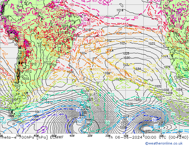 Theta-e 700hPa ECMWF Th 06.06.2024 00 UTC