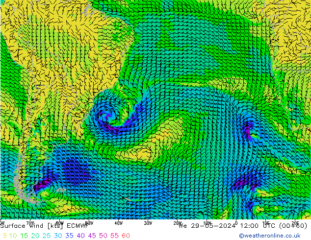 Viento 10 m ECMWF mié 29.05.2024 12 UTC