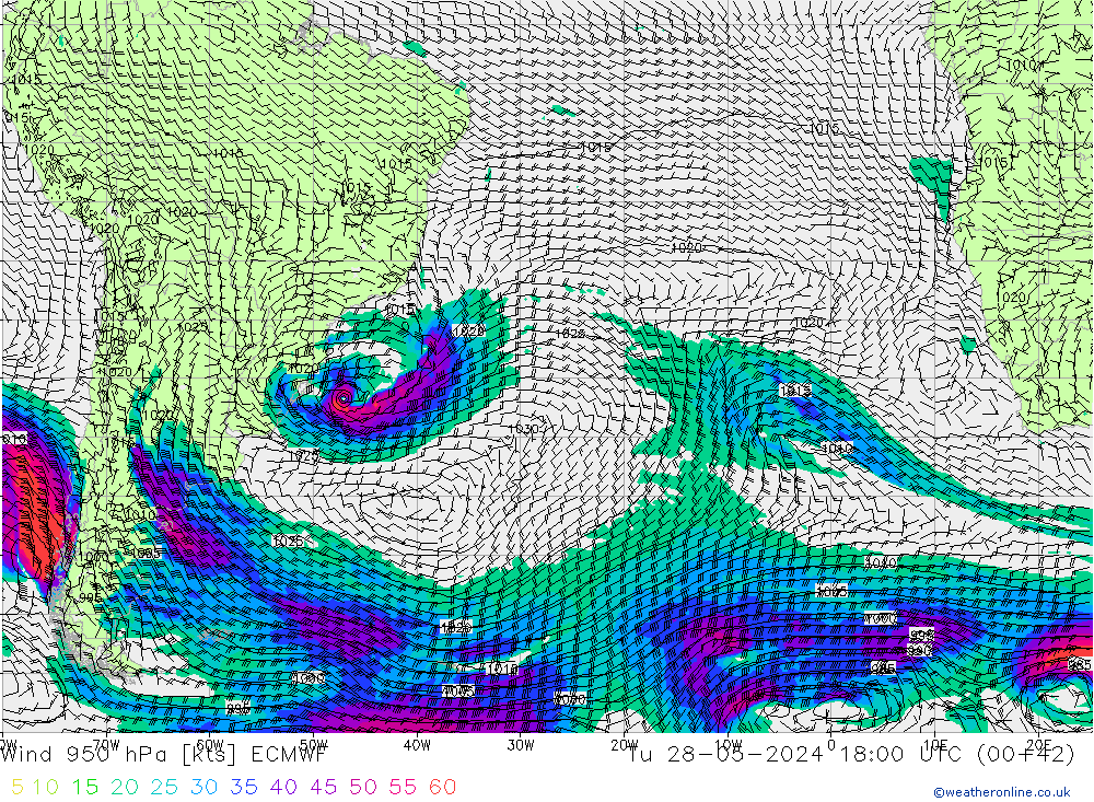 Wind 950 hPa ECMWF Tu 28.05.2024 18 UTC