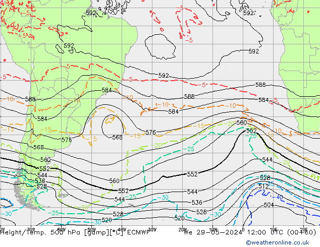 Z500/Rain (+SLP)/Z850 ECMWF St 29.05.2024 12 UTC