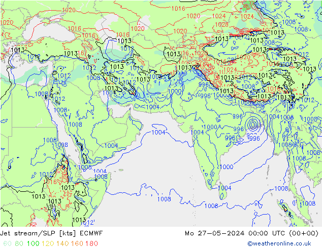 Jet stream/SLP ECMWF Po 27.05.2024 00 UTC