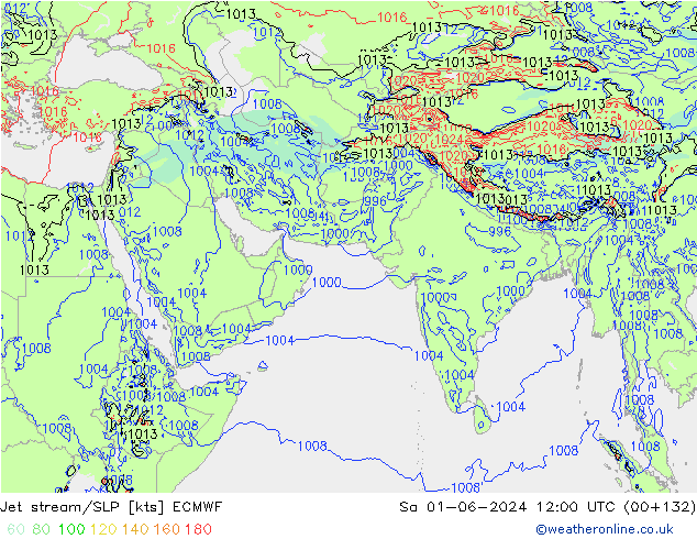 джет/приземное давление ECMWF сб 01.06.2024 12 UTC