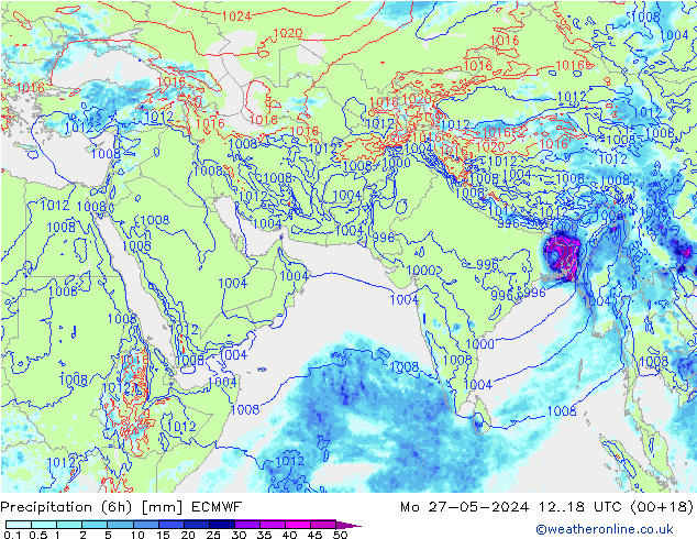 Z500/Rain (+SLP)/Z850 ECMWF Mo 27.05.2024 18 UTC