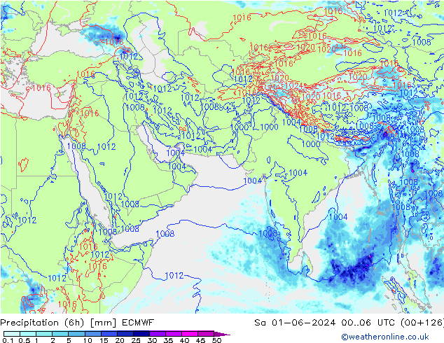 Precipitazione (6h) ECMWF sab 01.06.2024 06 UTC