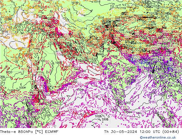 Theta-e 850hPa ECMWF Th 30.05.2024 12 UTC