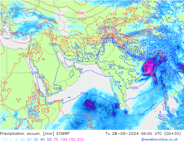 Precipitation accum. ECMWF  28.05.2024 06 UTC