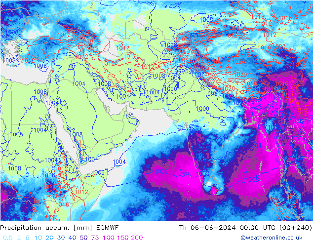 Precipitation accum. ECMWF Th 06.06.2024 00 UTC