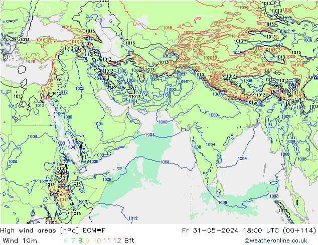 Windvelden ECMWF vr 31.05.2024 18 UTC