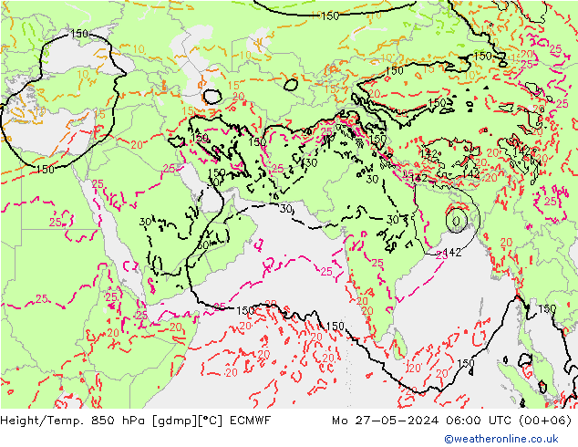 Height/Temp. 850 hPa ECMWF Mo 27.05.2024 06 UTC