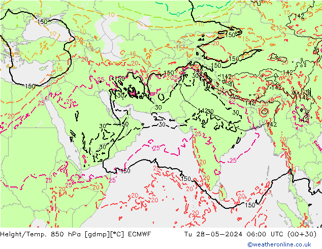 Z500/Rain (+SLP)/Z850 ECMWF Tu 28.05.2024 06 UTC