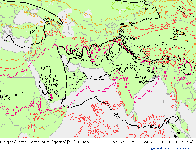 Z500/Rain (+SLP)/Z850 ECMWF Qua 29.05.2024 06 UTC