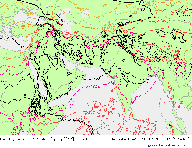 Z500/Regen(+SLP)/Z850 ECMWF wo 29.05.2024 12 UTC