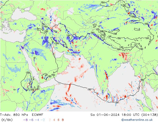 T-Adv. 850 hPa ECMWF Sáb 01.06.2024 18 UTC