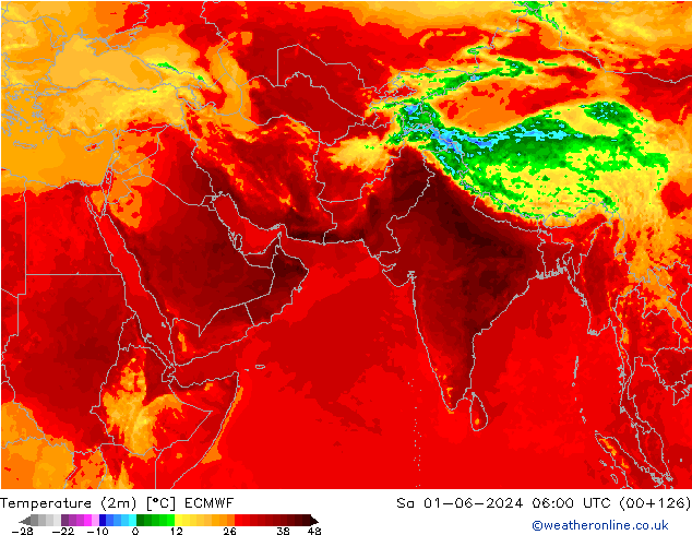 Temperatuurkaart (2m) ECMWF za 01.06.2024 06 UTC