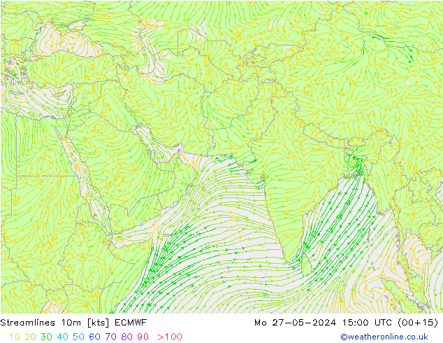 Stroomlijn 10m ECMWF ma 27.05.2024 15 UTC