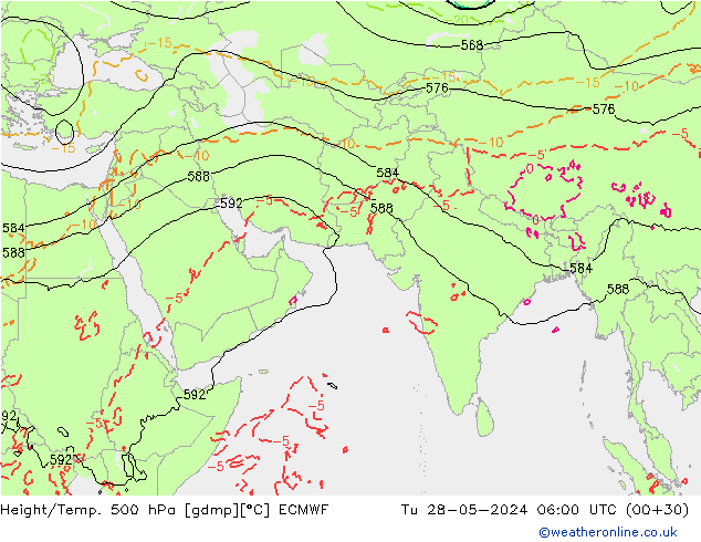 Z500/Rain (+SLP)/Z850 ECMWF Tu 28.05.2024 06 UTC