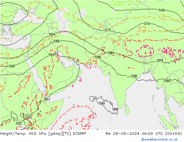 Z500/Rain (+SLP)/Z850 ECMWF Qua 29.05.2024 06 UTC