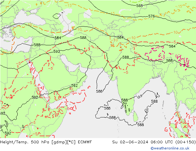 Z500/Rain (+SLP)/Z850 ECMWF Dom 02.06.2024 06 UTC