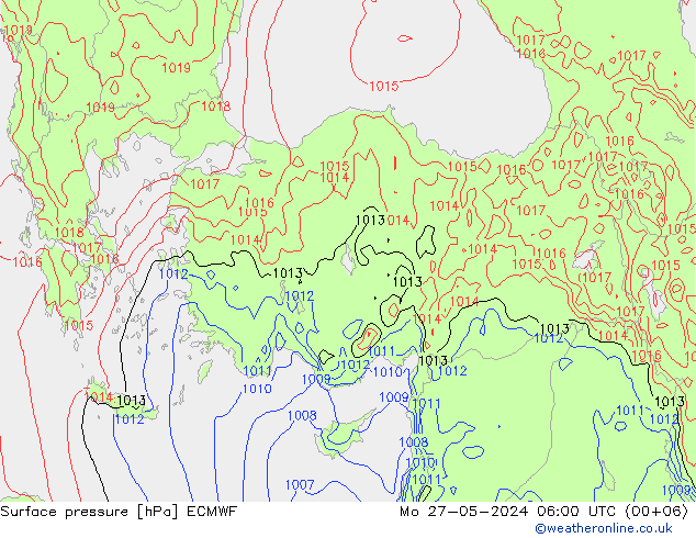 ciśnienie ECMWF pon. 27.05.2024 06 UTC