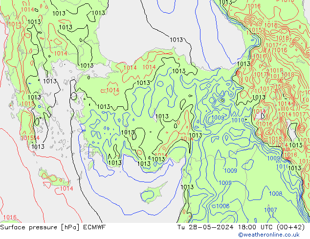 Surface pressure ECMWF Tu 28.05.2024 18 UTC