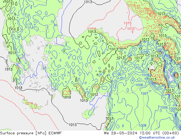 Surface pressure ECMWF We 29.05.2024 12 UTC