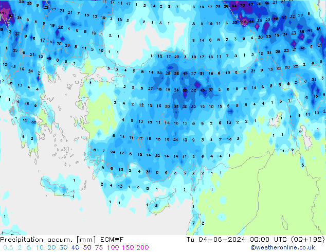 Precipitation accum. ECMWF  04.06.2024 00 UTC