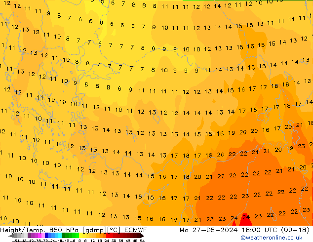 Z500/Rain (+SLP)/Z850 ECMWF lun 27.05.2024 18 UTC