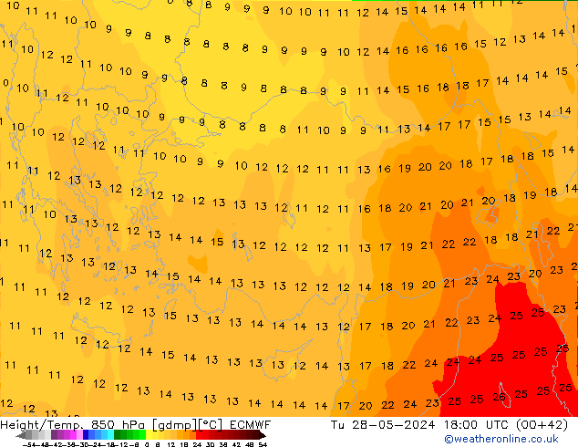 Z500/Rain (+SLP)/Z850 ECMWF mar 28.05.2024 18 UTC