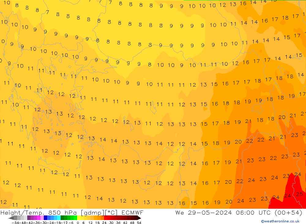 Z500/Rain (+SLP)/Z850 ECMWF mer 29.05.2024 06 UTC