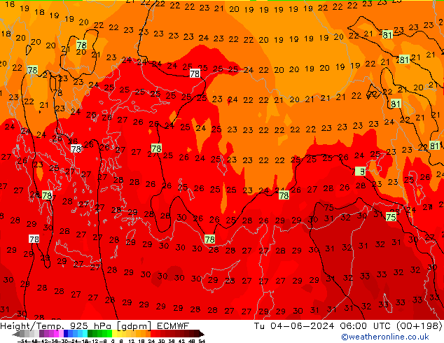 Height/Temp. 925 hPa ECMWF mar 04.06.2024 06 UTC