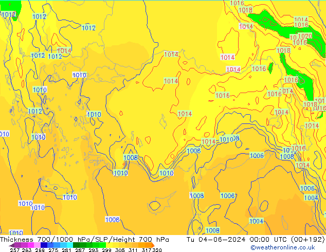 700-1000 hPa Kalınlığı ECMWF Sa 04.06.2024 00 UTC