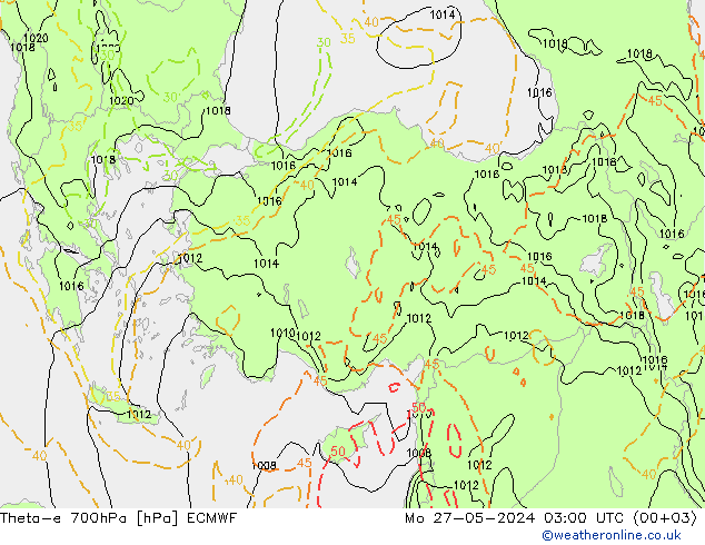 Theta-e 700hPa ECMWF Seg 27.05.2024 03 UTC