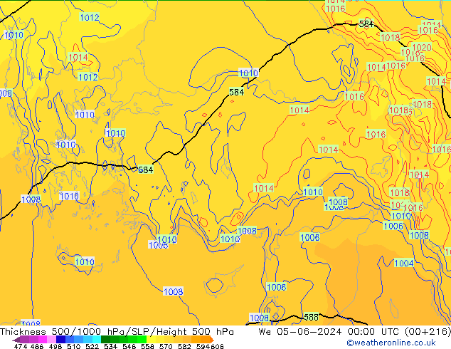 Thck 500-1000hPa ECMWF  05.06.2024 00 UTC
