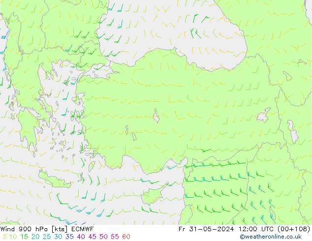 Vento 900 hPa ECMWF Sex 31.05.2024 12 UTC