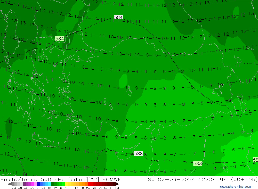 Z500/Rain (+SLP)/Z850 ECMWF nie. 02.06.2024 12 UTC