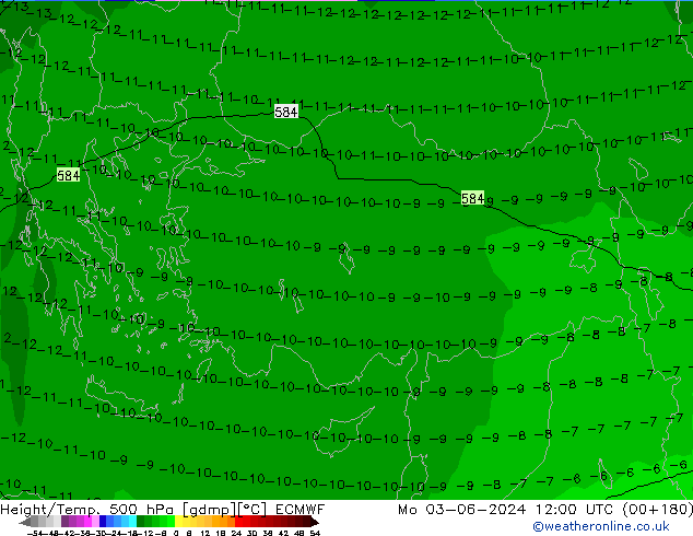 Z500/Regen(+SLP)/Z850 ECMWF ma 03.06.2024 12 UTC