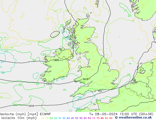 Isotachen (mph) ECMWF di 28.05.2024 12 UTC