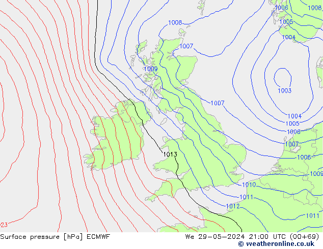 приземное давление ECMWF ср 29.05.2024 21 UTC