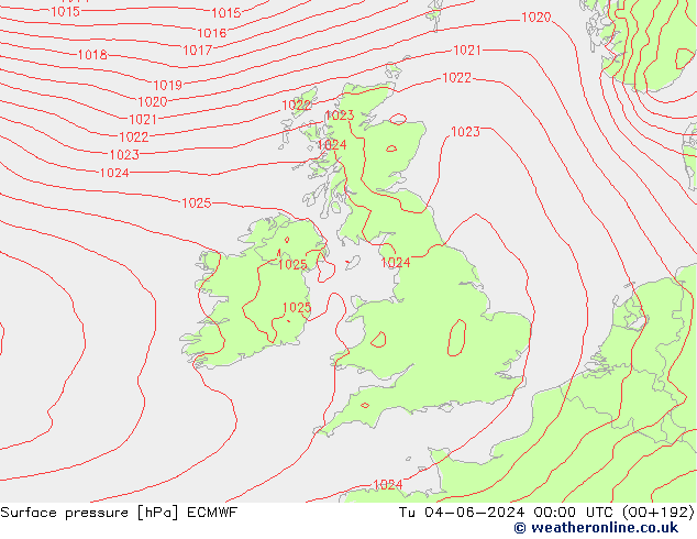 Luchtdruk (Grond) ECMWF di 04.06.2024 00 UTC