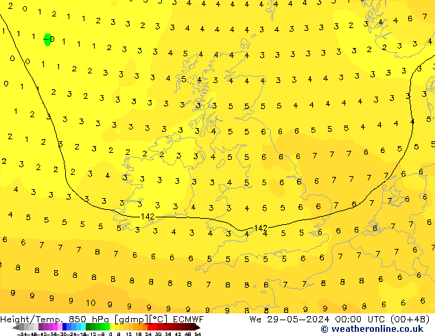 Z500/Rain (+SLP)/Z850 ECMWF We 29.05.2024 00 UTC