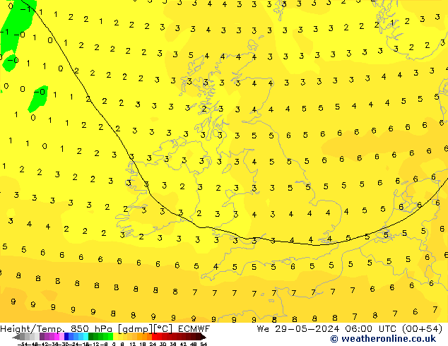 Z500/Rain (+SLP)/Z850 ECMWF mié 29.05.2024 06 UTC