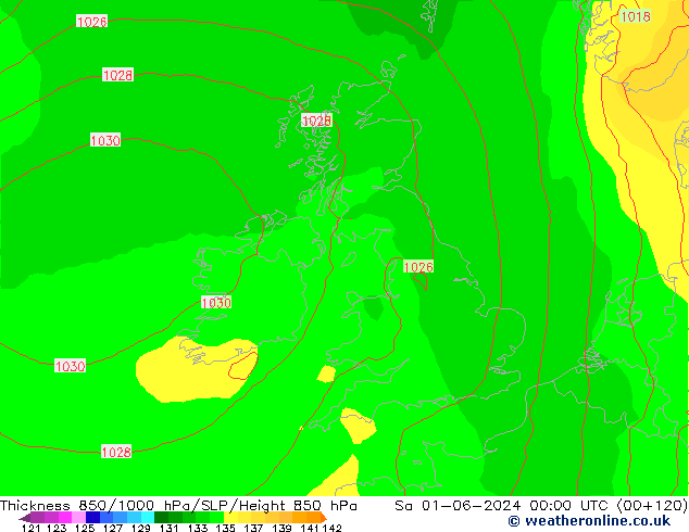 850-1000 hPa Kalınlığı ECMWF Cts 01.06.2024 00 UTC