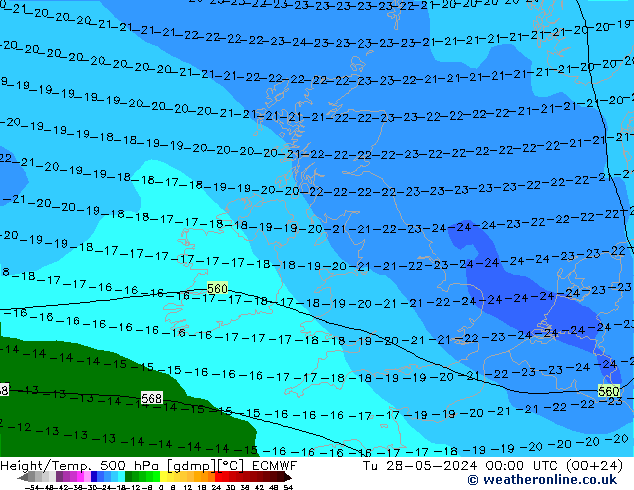 Z500/Rain (+SLP)/Z850 ECMWF mar 28.05.2024 00 UTC