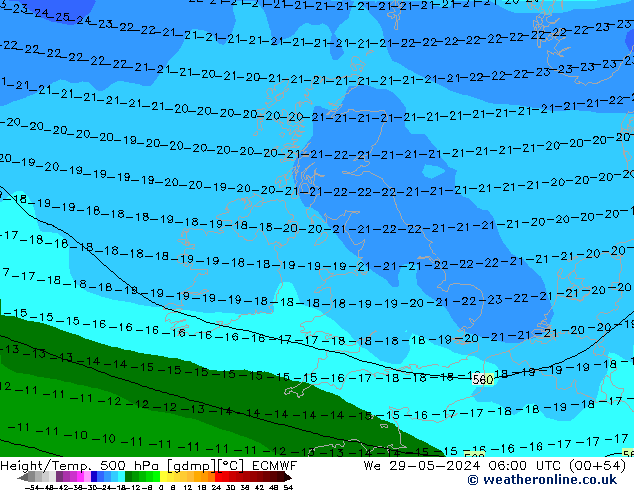 Z500/Rain (+SLP)/Z850 ECMWF mié 29.05.2024 06 UTC