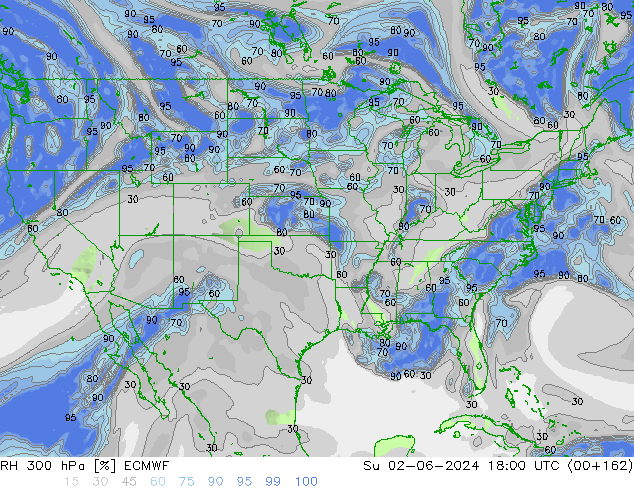 RH 300 hPa ECMWF Su 02.06.2024 18 UTC